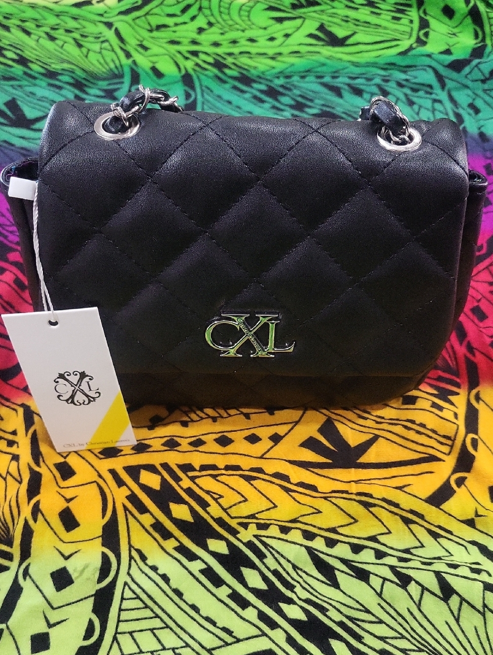Christian Lacroix Quilted Black Bag with Silver Hardware